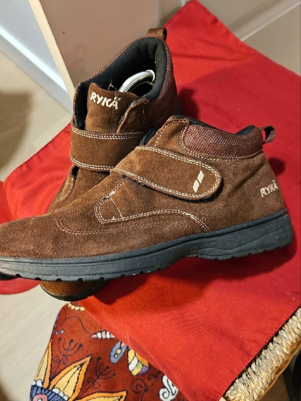 Ryka Women’s Brown Suede Velcro Close Walking Boots